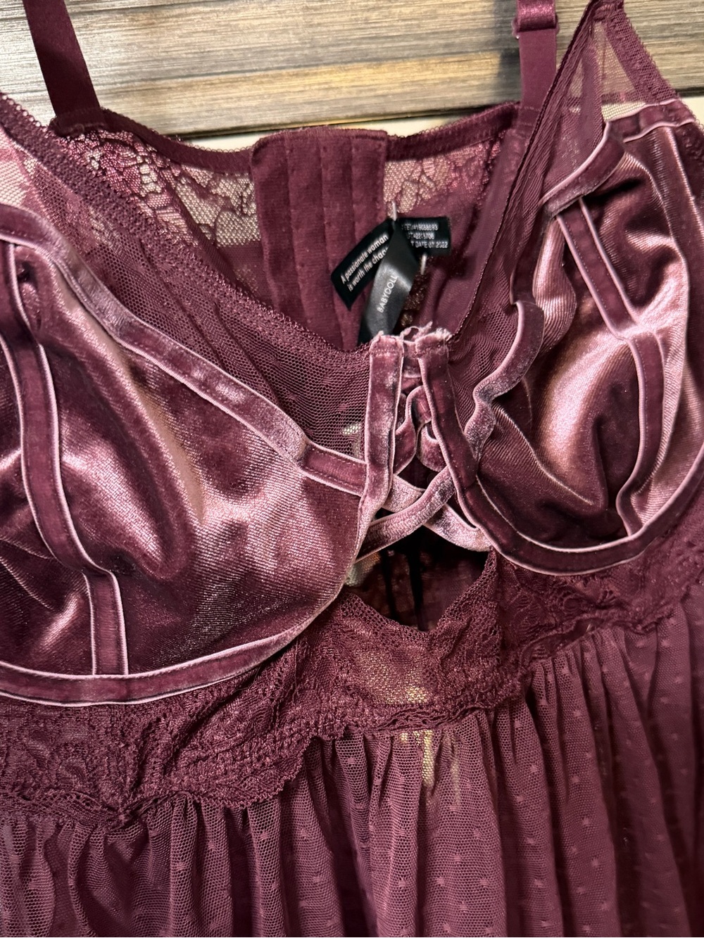 Torrid Curve Burgundy Babydoll Lingerie - Picture 2 of 5